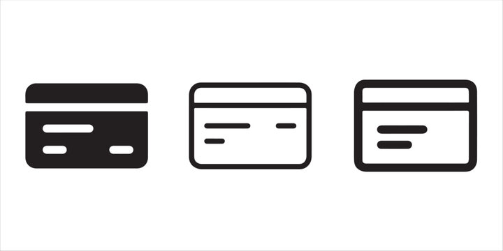 Trendy banking icons showing credit card options for financial web design and modern app interfaces for seamless transactions vector illustration