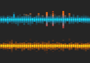 Abstract Audio Spectrum Visualization with Blue and Yellow Bars.