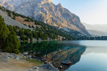 Beautiful view of Alauddin Lake in Fann mountains Tajikistan