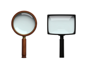  Modern and Vintage Magnifying Glass Duo Isolated on Transparent Background