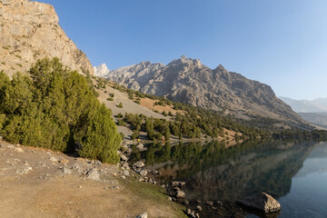 Beautiful view of Alauddin Lake in Fann mountains Tajikistan