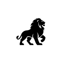 Silhouette of a lion walking with a proud stance