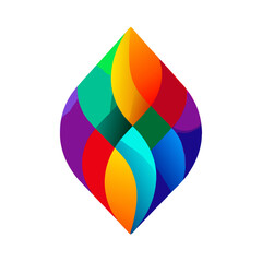 Abstract multicolored tear drop shape with gradient and layered effect
