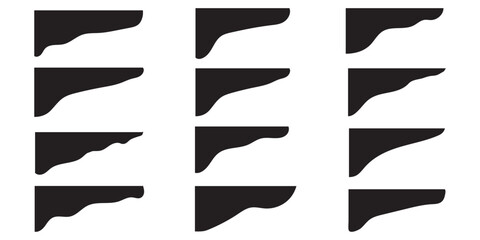 Set of Dividers Shapes collection. Abstract curve top headline, wavy decorative border symbol.