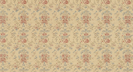 Vintage floral pattern wallpaper background with roses and leaf design art