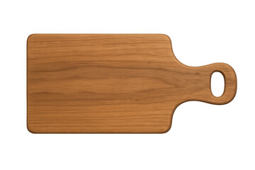 Wood cutting board for culinary preparation and serving food, kitchenware for cooking or presenting meals, with transparent background