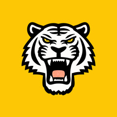 Tiger Angry expression on yellow background
