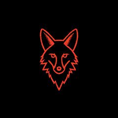 Obraz premium Red fox head outline on black background