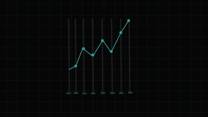 Animated business growth chart teal line graph financial statistics 4k loop. Financial market trend animation teal line graph business success data 4k motion. - Powered by Adobe