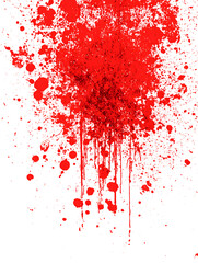 Red paint splatter PNG with dripping streaks. Ideal for horror design, grunge textures, abstract art, or dramatic visual effects.