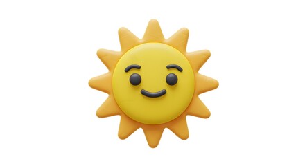 A cheerful, 3D-rendered cartoon sun with a smiling face against a white background