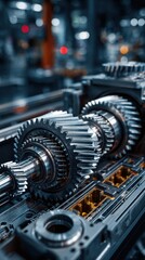 Fototapeta premium Awesome photo of closeup of intricate gears and cogs in a complex mechanical assembly.