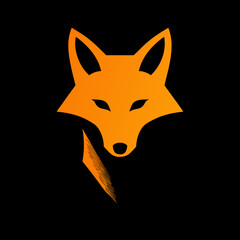 Stylized orange fox head against black background