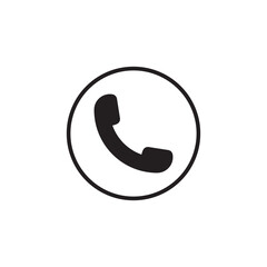 Circle with Phone icon. Call icon sign. Call symbol vector flat design on white background.