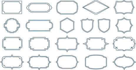 Obraz premium Decorative Frames Outlines Set, Vintage Style Borders, Shapes Collection on White Background