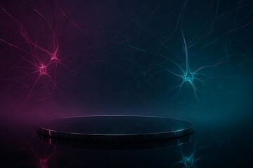 Showcase your innovative product with this modern podium stage and vibrant neuron accents, ideal for science technology launches and cutting edge medical breakthroughs