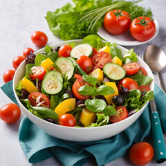 Healthy salad from ripe vegetables