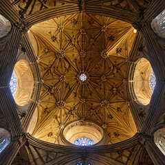 Inside view of the dome and the arches of the New Cathedral Casablanca in Spain