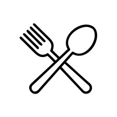 Fork and spoon crossed, representing dining icon