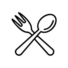 Fork and spoon crossed, symbolizing food service