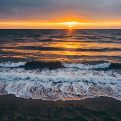 Mesmerizing view of the sunset over the Baltic Sea Lithuania
