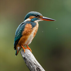 Selective focus shot of a common kingfisher perched