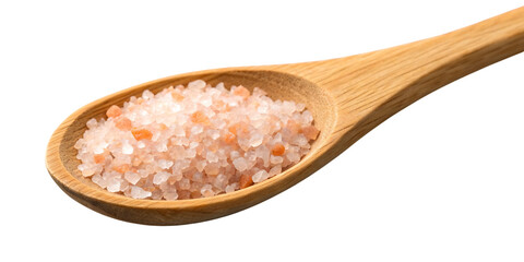 Himalayan Pink Salt on Wooden Spoon isolated