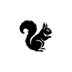 Fototapeta premium Silhouette of a squirrel sitting on white background