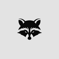 Stylized Raccoon Face Silhouette Against a Light Gray Background