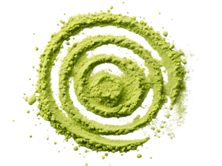 Matcha Powder Spiral on Black Background