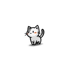 Cartoon kitten standing on white background
