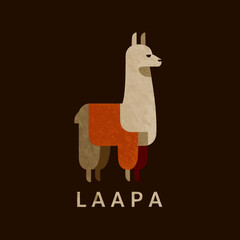 Stylized llama with saddle and name tag below