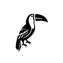 Silhouette of a toucan perched on a white background