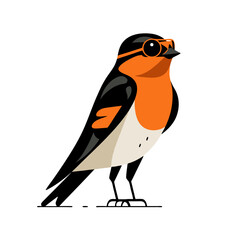Stylized bird with sunglasses on white background