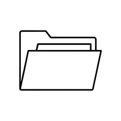 Open folder outline with documents on transparent background