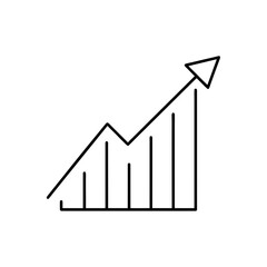 Line graph showing upward direction on transparent background
