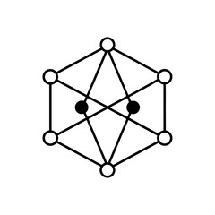 Geometric figure with lines and dots on transparent background