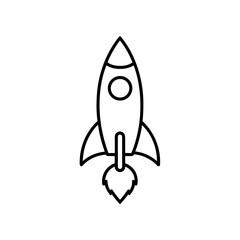 Outline drawing of a space rocket on transparent background