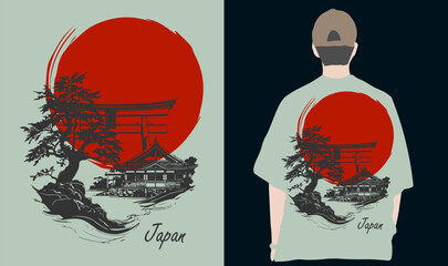 Japanese style popular typography t-shirt design for clothes sale poster banner wallpaper vector