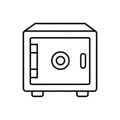Outline drawing of a closed safe on transparent background