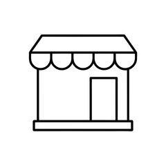Outline drawing of a shop facade on transparent background