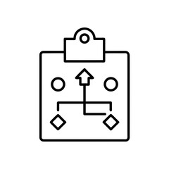 Strategy board with arrow and shapes on transparent background