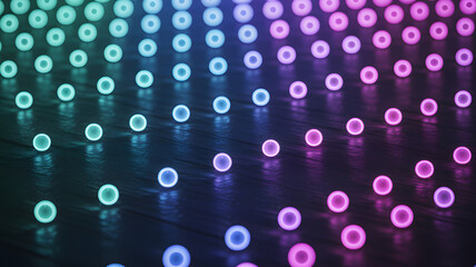 glowing neon bokeh lights in futuristic abstract background