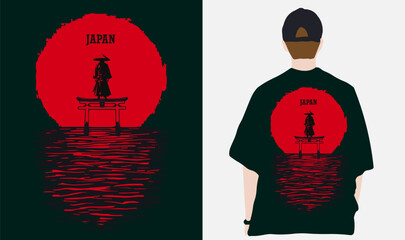 Japanese style popular typography t-shirt design for clothes sale poster banner wallpaper vector