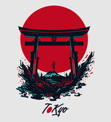 Japanese style popular typography t-shirt design for clothes sale poster banner wallpaper vector