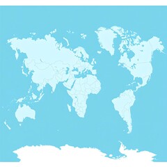 A clean, light blue and white world map showing continental outlines