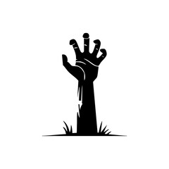 Zombie hand emerging from the ground, symbolizing horror, resurrection, and Halloween fear themes.
