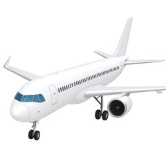 Obraz premium A clean, white passenger aircraft isolated on white, ready for flight