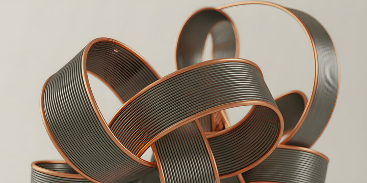 abstract metallic ribbon 3d background with warm glowing light - Powered by Adobe