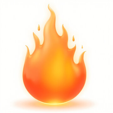 realistic 3‑D flame icon, orange‑red translucent material, volumetric fire simulation, soft backlight, transparent background, centered, 1024&times;1024, photorealistic